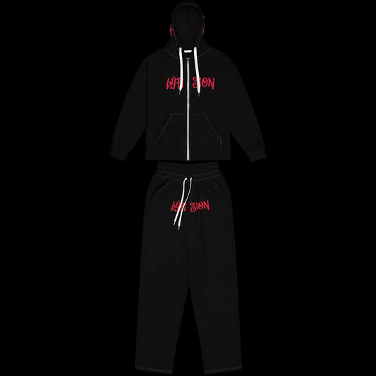 Black/red STR33T 4RT Tracksuit