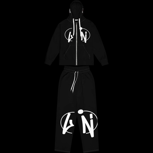 Black/white STR33T 4RT Remix Tracksuit